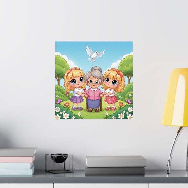 Matte Poster I Meisjes helpen oma I Kinderkamer decor I Cadeau - Afbeelding 13
