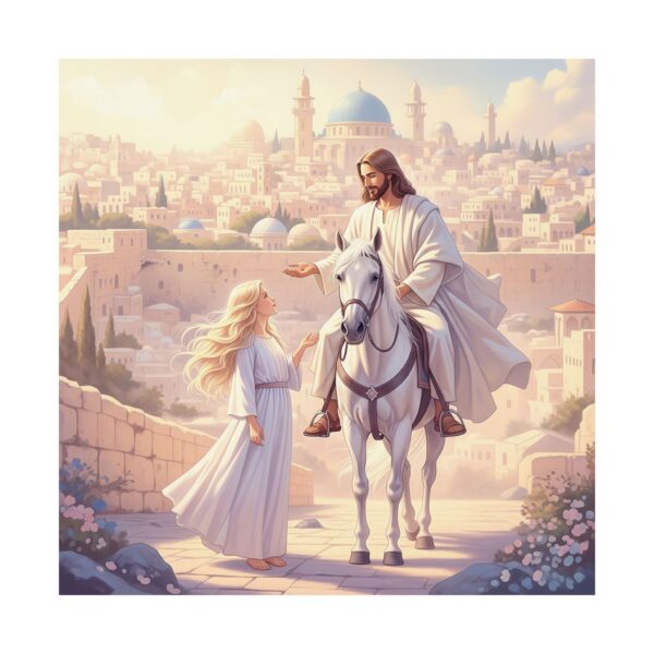 Inspirerend I Matte poster I Jezus op paard praat met meisje I Cadeau I Woondecoratie - Afbeelding 12