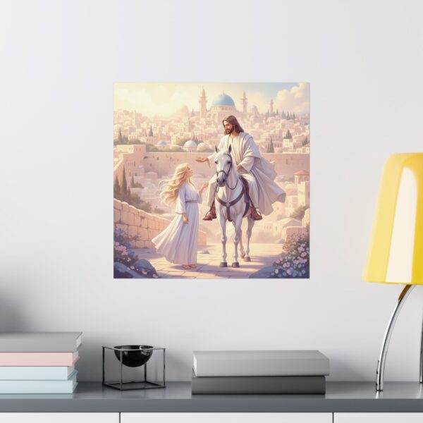 Inspirerend I Matte poster I Jezus op paard praat met meisje I Cadeau I Woondecoratie - Afbeelding 16