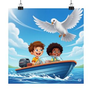 Kleurrijke avonturenposter voor kinderen I Leuke kunst I Speelkamers I Kinderdecor I Nautisch
