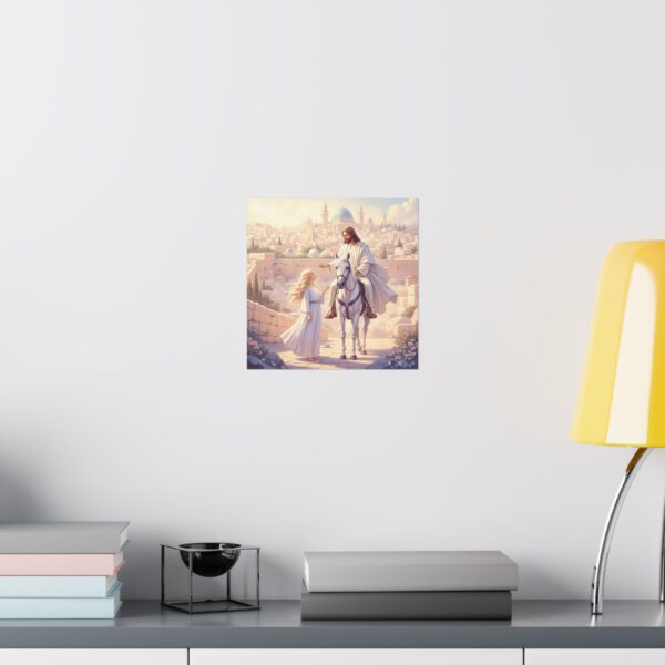 Inspirerend I Matte poster I Jezus op paard praat met meisje I Cadeau I Woondecoratie - Afbeelding 4