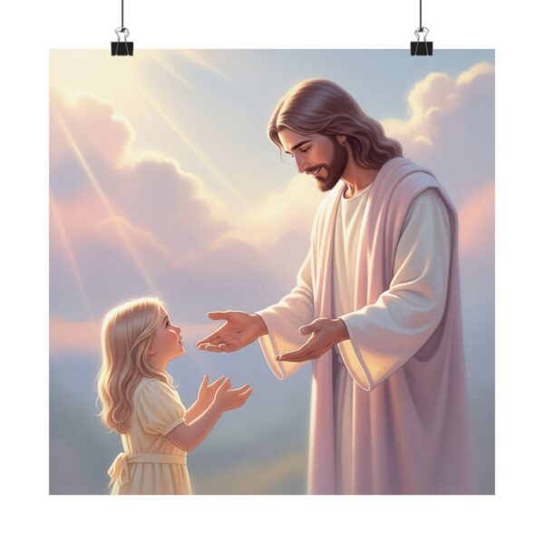Poster I Jezus praat met meisje I Kinderkamer I Slaapkamer I Pastelkleuren - Afbeelding 8