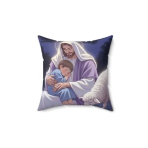 Kussen I Jongentje slaapt veilig bij Jezus I Kinderslaapkamer I Cadeau