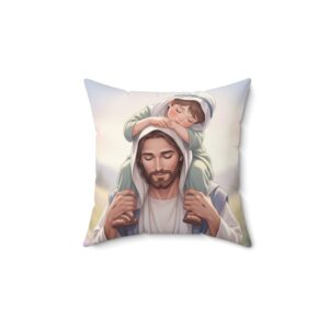 Comfortabel en Decoratief Kussen I Jongentje rustend op de schouders van Jezus I Kinderkamer Decor