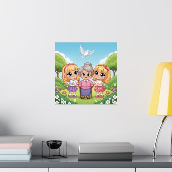 Matte Poster I Meisjes helpen oma I Kinderkamer decor I Cadeau - Afbeelding 10