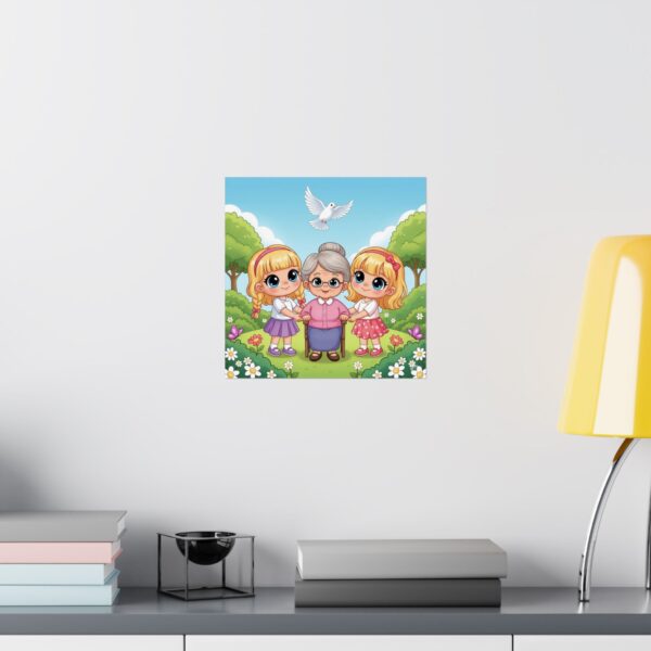 Matte Poster I Meisjes helpen oma I Kinderkamer decor I Cadeau - Afbeelding 7