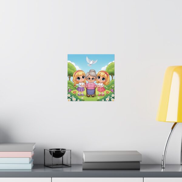 Matte Poster I Meisjes helpen oma I Kinderkamer decor I Cadeau - Afbeelding 4