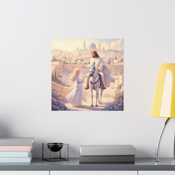 Inspirerend I Matte poster I Jezus op paard praat met meisje I Cadeau I Woondecoratie - Afbeelding 13