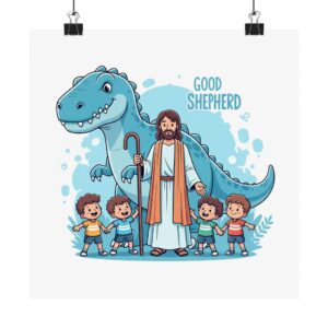 Matte Poster I Dino I Jezus en kinderen I Kinderkamer Decoratie I Cadeau