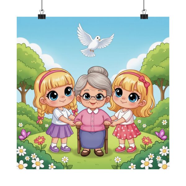 Matte Poster I Meisjes helpen oma I Kinderkamer decor I Cadeau - Afbeelding 8