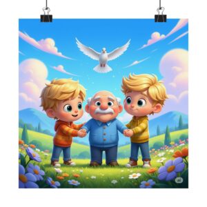 Familie Poster I Kinderen en Opa I Kinderkamer Decor I Inspirerende kunst I Cadeau voor grootouders