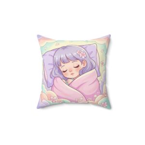 Kussen I Slapend meisje I Zachte pastelkleuren I Gezellig Decoratief Sierkussen I Meisjeskamer