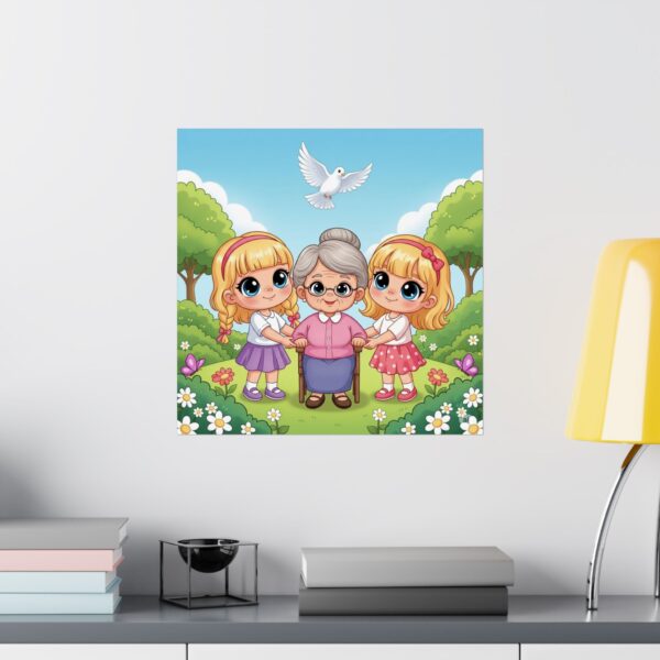 Matte Poster I Meisjes helpen oma I Kinderkamer decor I Cadeau - Afbeelding 16