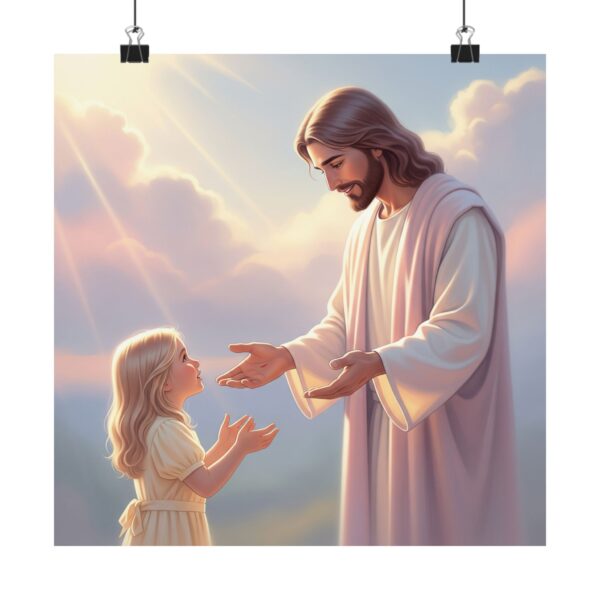 Poster I Jezus praat met meisje I Kinderkamer I Slaapkamer I Pastelkleuren - Afbeelding 5