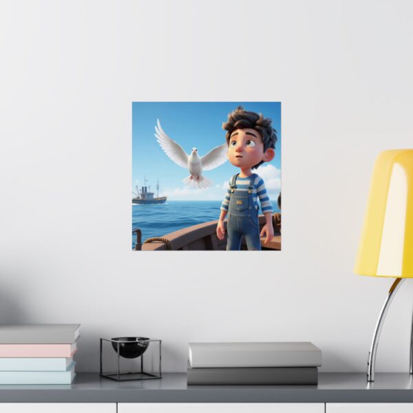 Poster I Jongentje op boot I Duif I Kinderruimte I Nautisch - Afbeelding 15