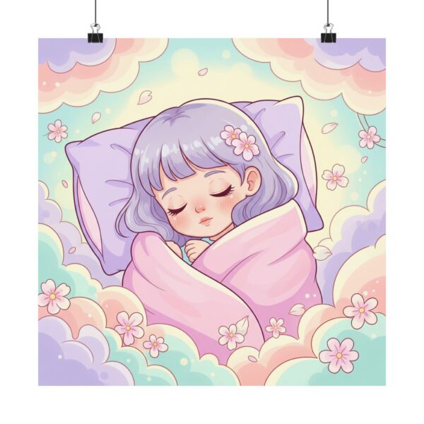 Poster I Slapend Meisje I Kinderkamer decor I Zachte pastelkleuren I Cadeau - Afbeelding 11