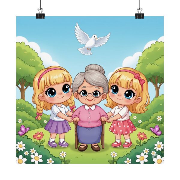 Matte Poster I Meisjes helpen oma I Kinderkamer decor I Cadeau - Afbeelding 5