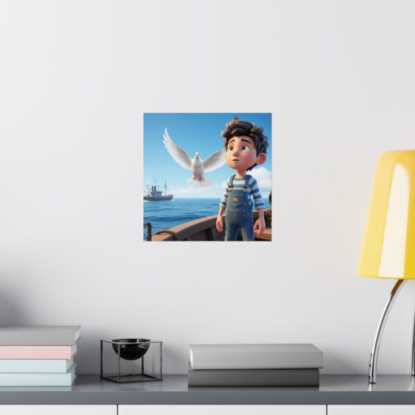 Poster I Jongentje op boot I Duif I Kinderruimte I Nautisch - Afbeelding 13