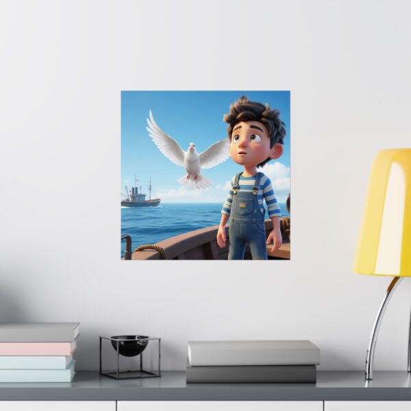 Poster I Jongentje op boot I Duif I Kinderruimte I Nautisch - Afbeelding 17