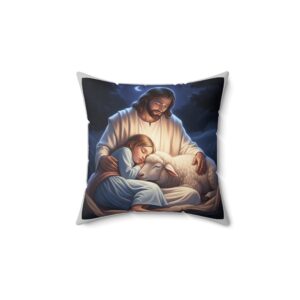 Kussen I Meisje ligt bij Jezus I Troost I Bescherming I Veilig I Kinderkamer I Cadeau