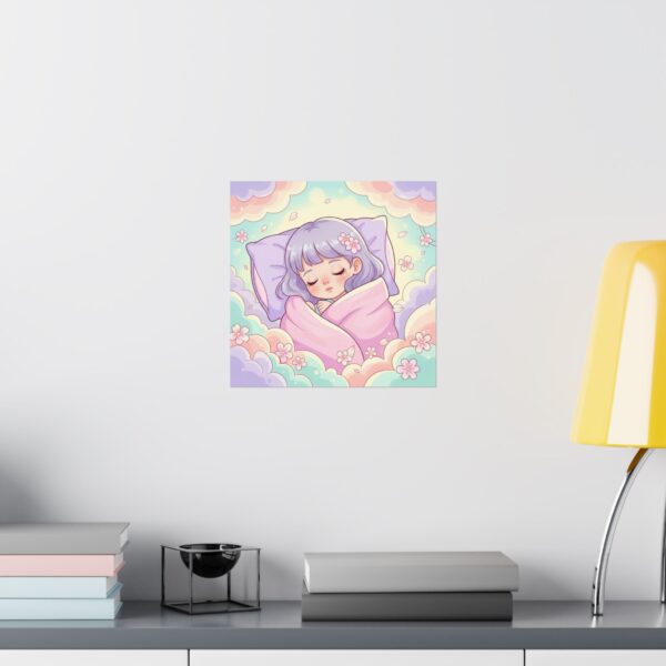 Poster I Slapend Meisje I Kinderkamer decor I Zachte pastelkleuren I Cadeau - Afbeelding 7