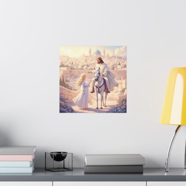 Inspirerend I Matte poster I Jezus op paard praat met meisje I Cadeau I Woondecoratie - Afbeelding 10