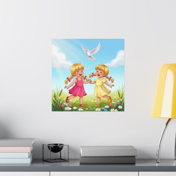 Speelse kinderposter I Kinderkamer decoratie I Vrolijk spelende meisjes I Cadeau - Afbeelding 13