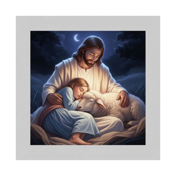 Matte Poster I Meisje slaapt veilig bij Jezus I Rustgevend I Kinderkamer - Afbeelding 6