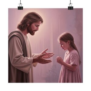 Matte poster I Jezus troost meisje I Inspirerend I Kinderkamer I Cadeau