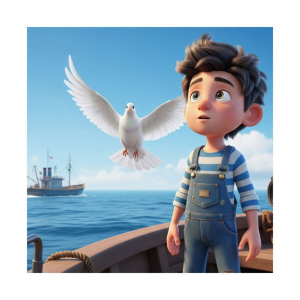 Poster I Jongentje op boot I Duif I Kinderruimte I Nautisch - Afbeelding 18
