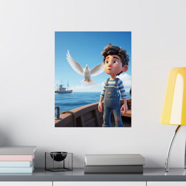 Poster I Jongentje op boot I Duif I Kinderruimte I Nautisch - Afbeelding 9