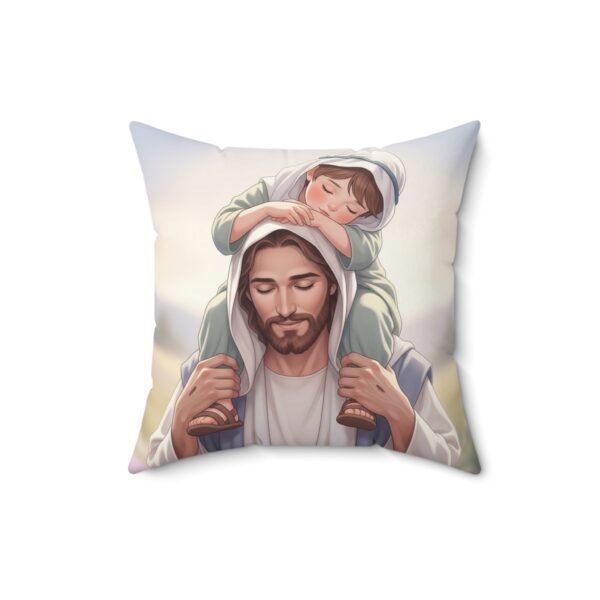 Comfortabel en Decoratief Kussen I Jongentje rustend op de schouders van Jezus I Kinderkamer Decor - Afbeelding 4
