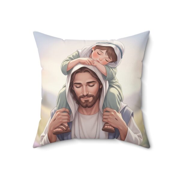 Comfortabel en Decoratief Kussen I Jongentje rustend op de schouders van Jezus I Kinderkamer Decor - Afbeelding 7