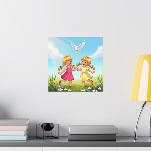 Speelse kinderposter I Kinderkamer decoratie I Vrolijk spelende meisjes I Cadeau - Afbeelding 10