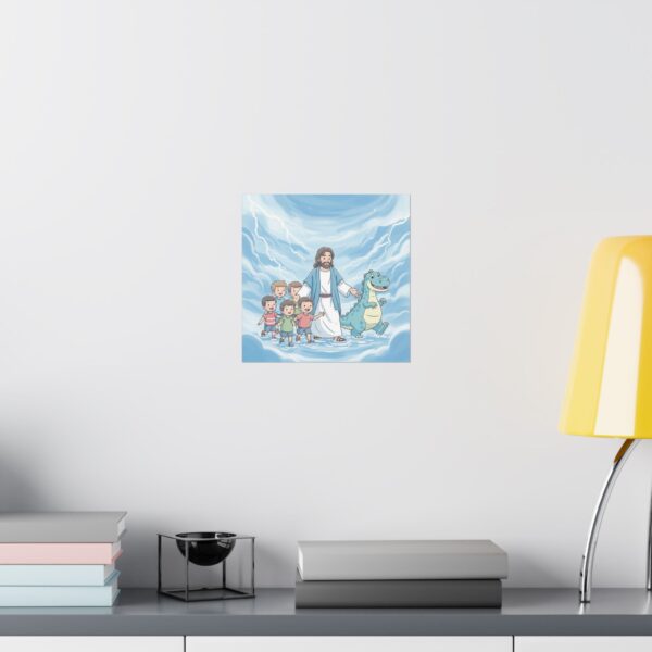 Poster I Kinderen I Dino I Veilig bij Jezus I Kinderkamer I Slaapkamer I Cadeau - Afbeelding 4