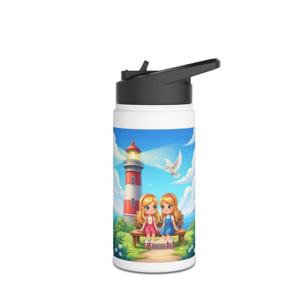 Roestvrijstalen waterfles I Vuurtoren met Meisjes | Cadeau I School en Sport - Afbeelding 4