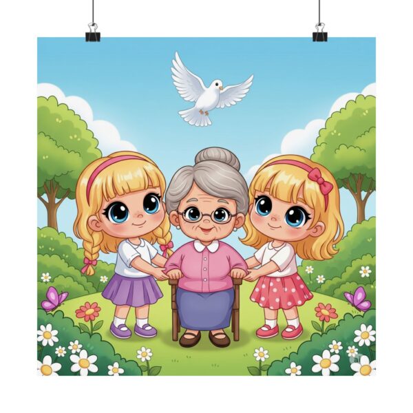Matte Poster I Meisjes helpen oma I Kinderkamer decor I Cadeau - Afbeelding 11