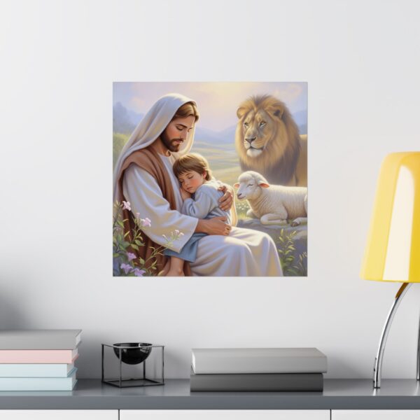 Poster I Jongen slaapt bij Jezus I Leeuw I Inspirerend I Kinderkamer I Kunst - Afbeelding 16