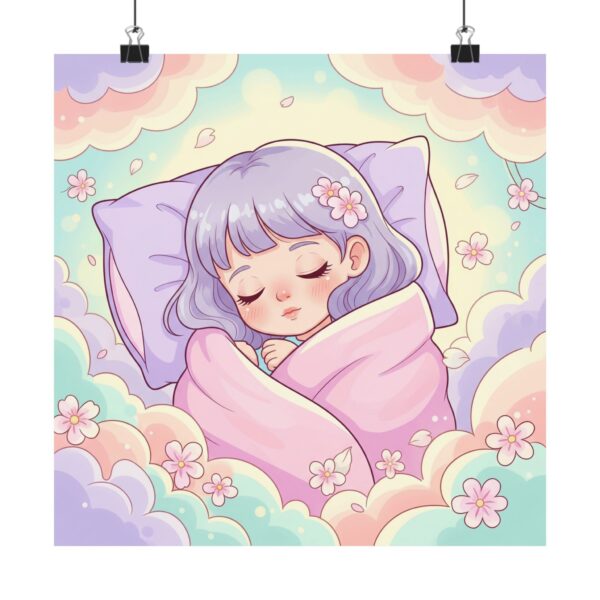 Poster I Slapend Meisje I Kinderkamer decor I Zachte pastelkleuren I Cadeau - Afbeelding 5
