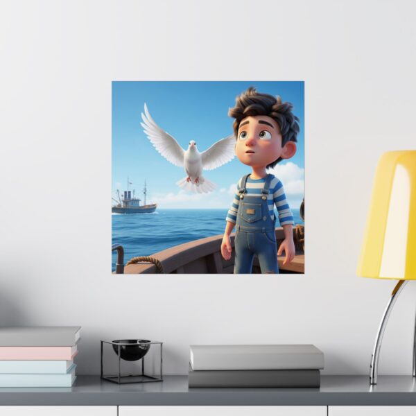 Poster I Jongentje op boot I Duif I Kinderruimte I Nautisch - Afbeelding 19