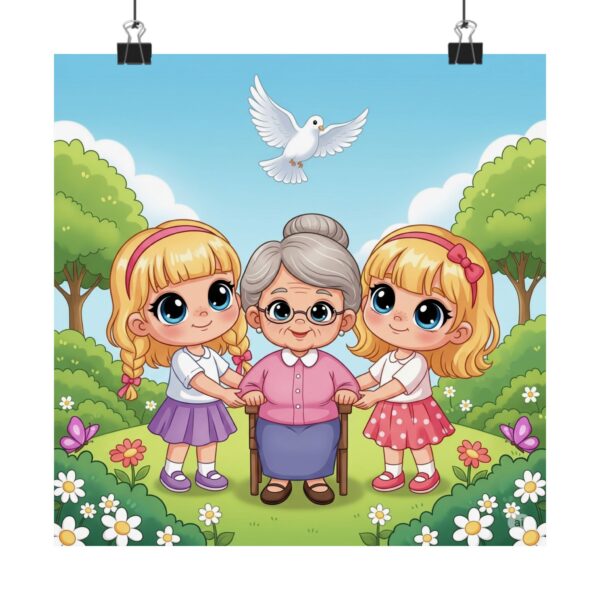 Matte Poster I Meisjes helpen oma I Kinderkamer decor I Cadeau
