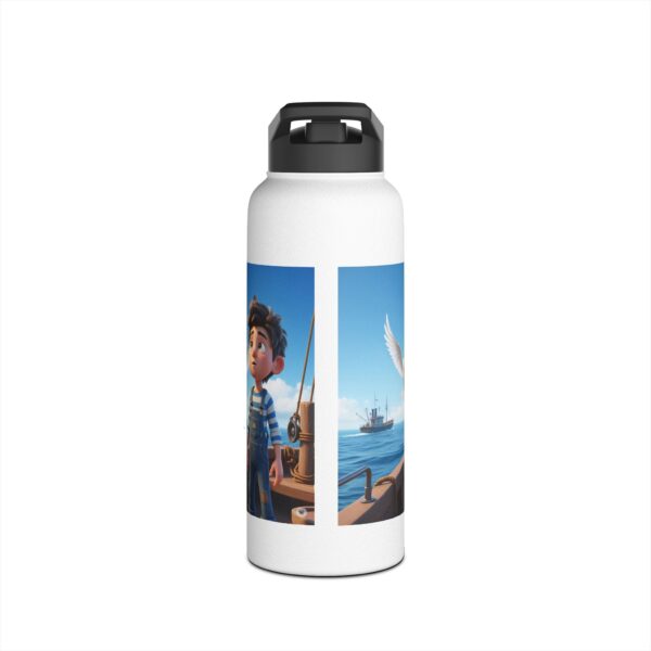 Roestvrijstalen waterfles I Jongetje op boot I Duif als Heilige Geest I Kinderen I Nautisch Decor I Cadeau - Afbeelding 10