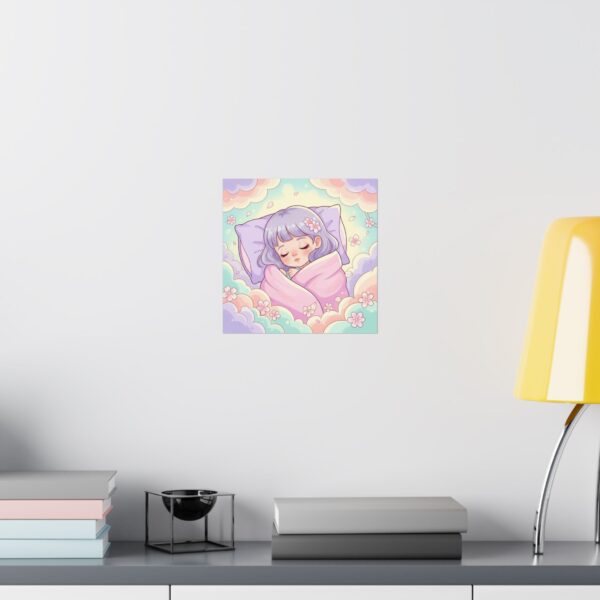 Poster I Slapend Meisje I Kinderkamer decor I Zachte pastelkleuren I Cadeau - Afbeelding 4
