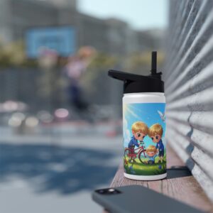 Roestvrijstalen waterfles I Twee jongens helpen gevallen kind I Inspirerend I School I Sport I Reizen