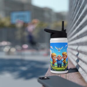 Speelse roestvrijstalen waterfles voor kinderen I Levendig ontwerp I School I Uitjes I Wandelen