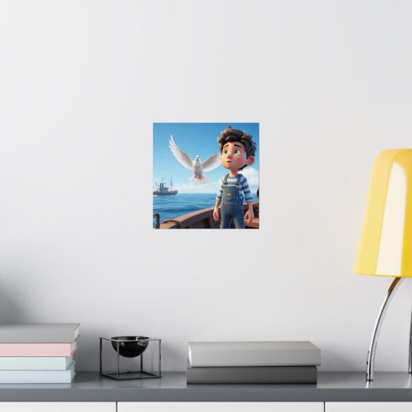 Poster I Jongentje op boot I Duif I Kinderruimte I Nautisch - Afbeelding 11
