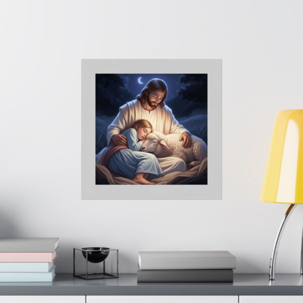Matte Poster I Meisje slaapt veilig bij Jezus I Rustgevend I Kinderkamer - Afbeelding 16