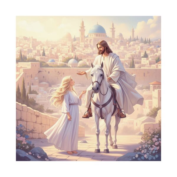 Inspirerend I Matte poster I Jezus op paard praat met meisje I Cadeau I Woondecoratie - Afbeelding 15