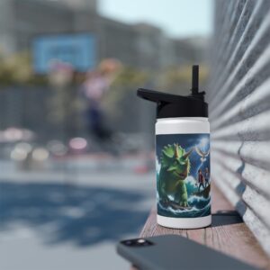 Roestvrijstalen waterfles met avontuur thema | Dino Design I Cadeau I Kamperen I Wandelen