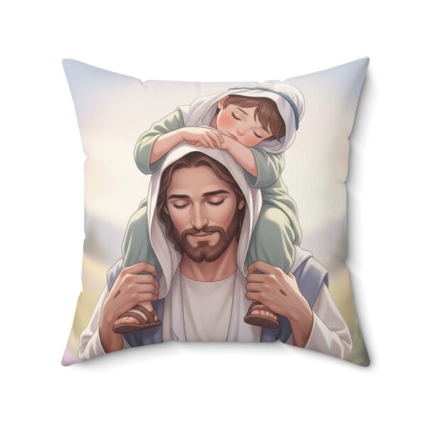 Comfortabel en Decoratief Kussen I Jongentje rustend op de schouders van Jezus I Kinderkamer Decor - Afbeelding 10